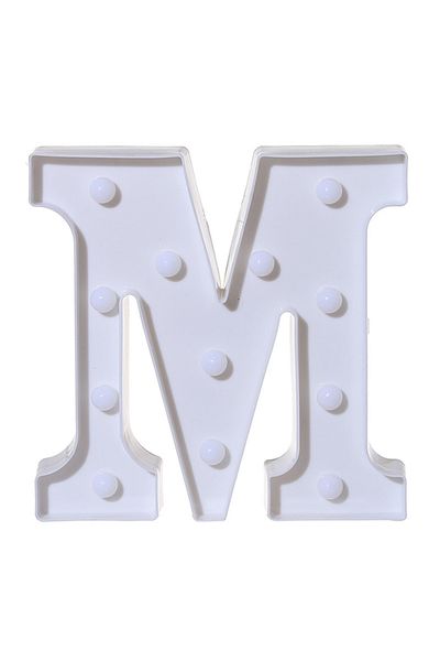 Generic M-shaped hanging decorative piece with attractive LED lighting and battery operated, white