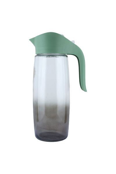 Alsaif Gallery Transparent Glass Jug Alsaif Gallery, 1 Liter, Plastic Handle - Green