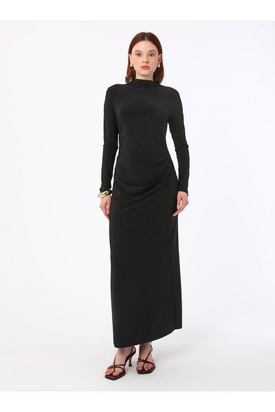 Refka Φόρεμα Hijab με λεπτομέρεια στη μέση - Μαύρο - Refka