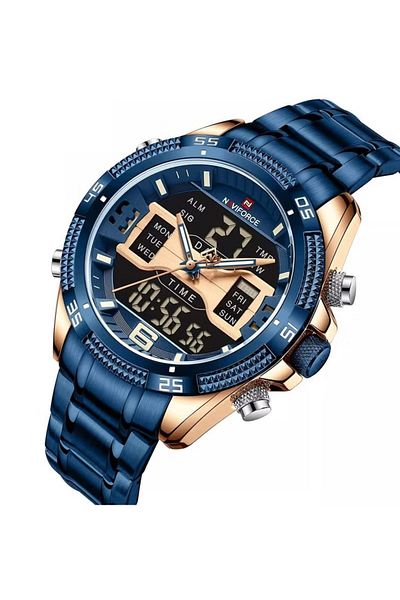 Naviforce Men's Analog-Digital Watch – 45.3mm Dial, Stainless Steel Strap, Water Resistant