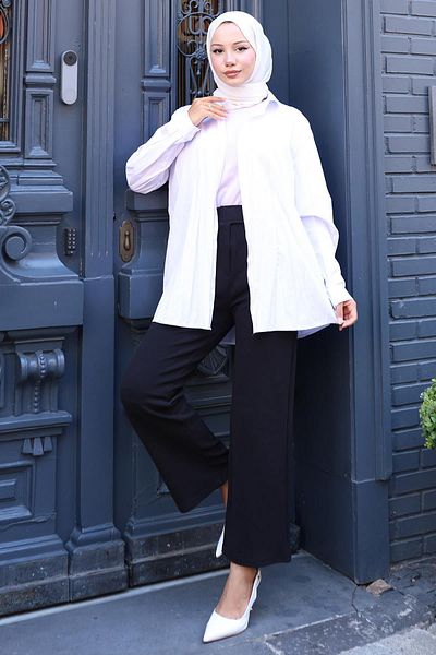 hafsamina Pins Velcro Palazzo Trousers Black Hm2783