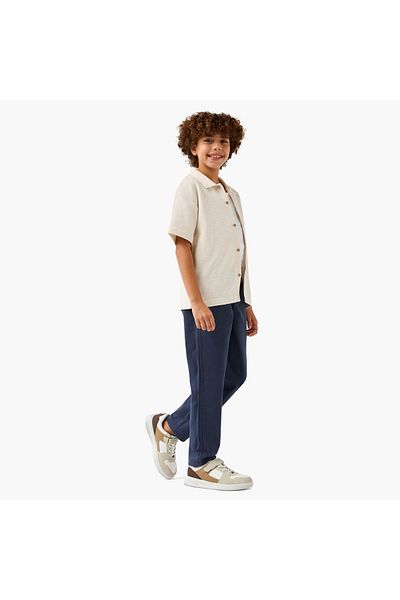 ELIGO Textured Collared Shirt with Short Sleeves