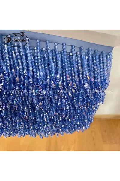 Choice 45CM Length Gray Blue 32Color Tassels Beaded Lace Trim Garment DressTassel Lace Decoration Shoes Or
