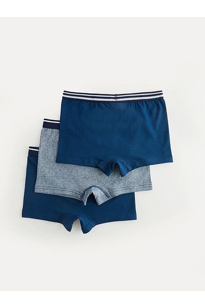 LC Waikiki Lcw Kids Navy Blue Basic Cotton Boy Boxer 3 Pcs