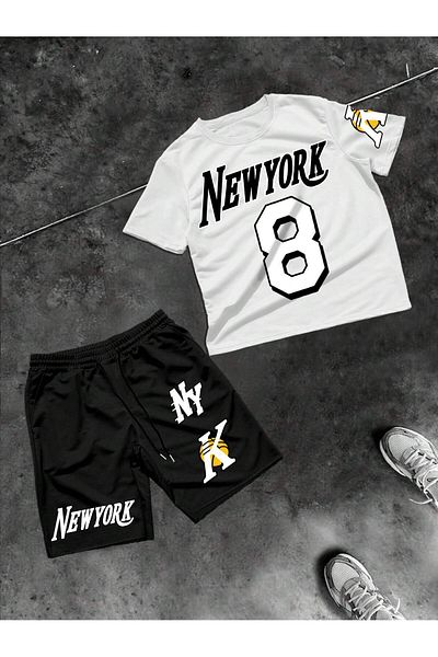 LUNAVISTA T-Shirt Shorts Printed with Letters in Various Large Sizes