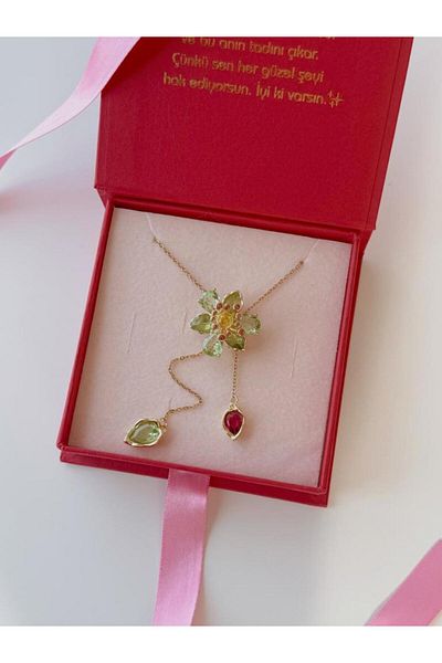 AŞIK ACCESSORIES Stainless Steel Dangle Flower Necklace