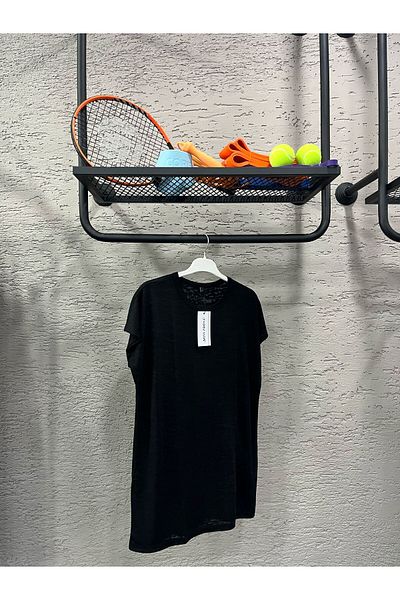 Miss Prova Soft Textured T-Shirt with Side Slits Black Missts2522