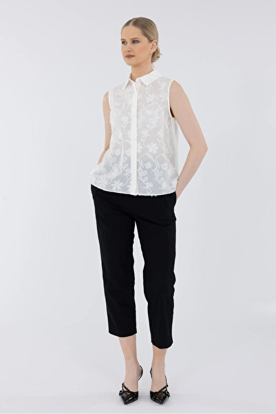 IDYL Chiffon Floral Detailed Cotton Blouse