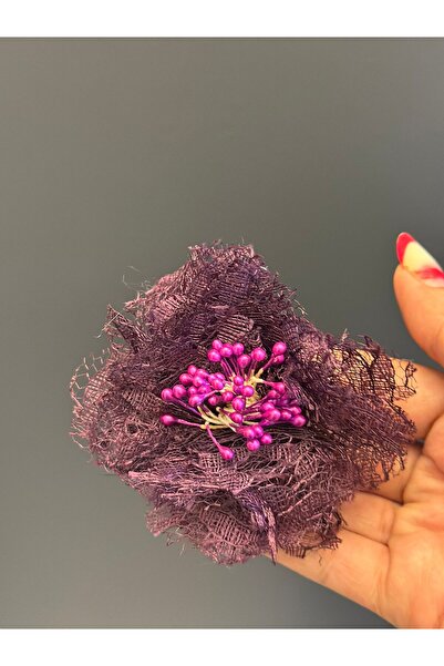 Gönülden Tasarım MOR TOMURCUKLU GÜPÜR ÇİÇEK BROŞ YAKA İĞNESİ GİYİM AKSESUARI 6X6 CM