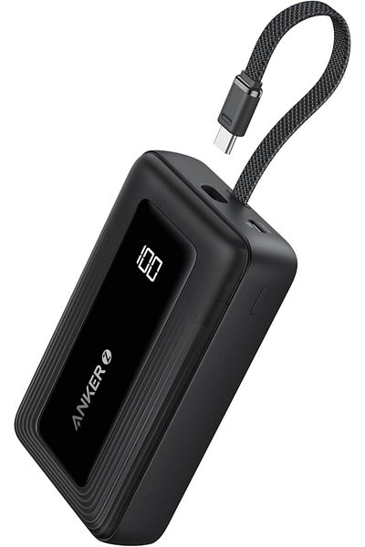 Anker Zolo Power Bank, 20,000mAh, 30W, Built-In USB-C Cable