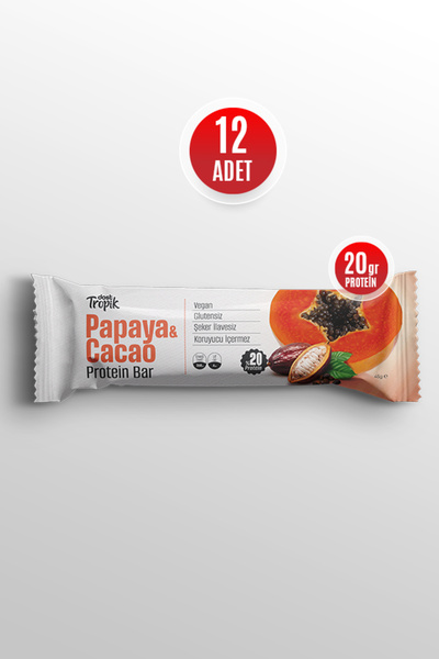 Dost Tropik Papaya & Cacao Protein Bar (45G x 12 Adet)
