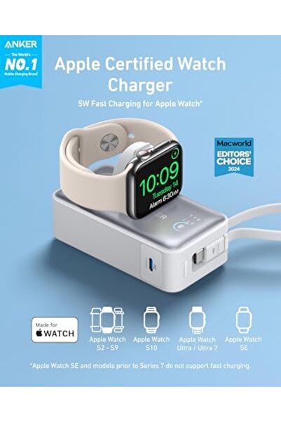 Anker MagGo Power Bank for Apple Watch, Officially Certified 10,000mAh Compact Portable Charger with