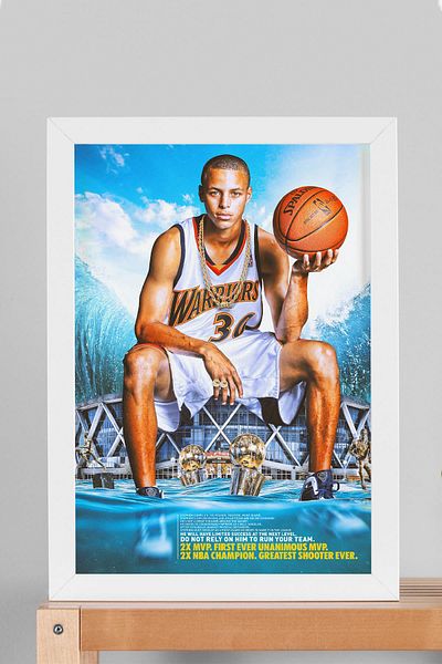 Saturn Pictură înrămată de Stephen Curry - Pictură poster NBA de baschet