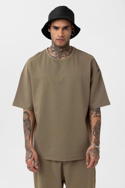 VAMOSCLO Σετ αθλητικής φόρμας Basic oversized με ελαστικό πόδι χακί