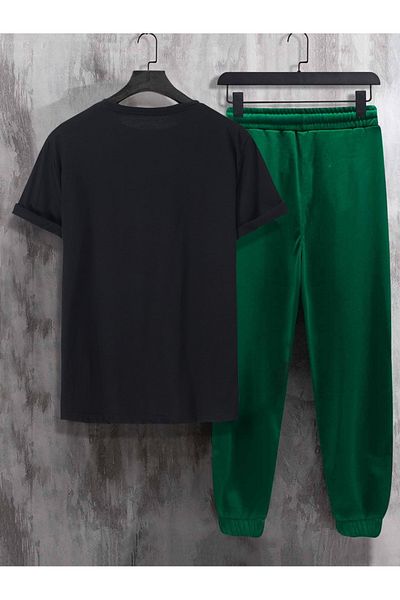 LUNAVISTA Letter Printed Short-Sleeved T-Shirt with Comfortable Belt and Long Pants for All Seasons