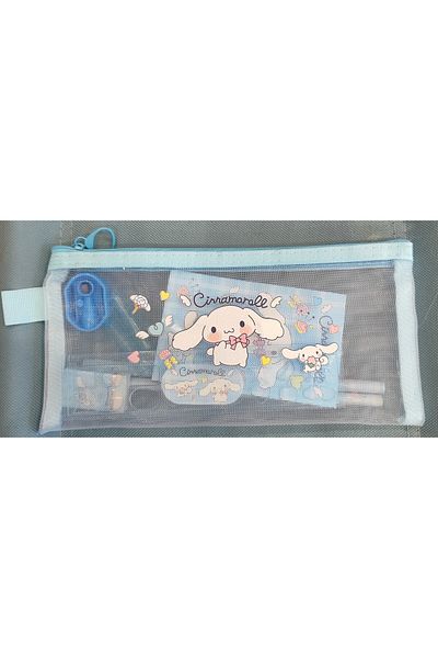 ada çanta kırtasiye Stationery Set Cinnamoroll Figure (Pencil, Mesh Pen Holder, Pencil Sharpener, Eraser, Notepad, Ruler)