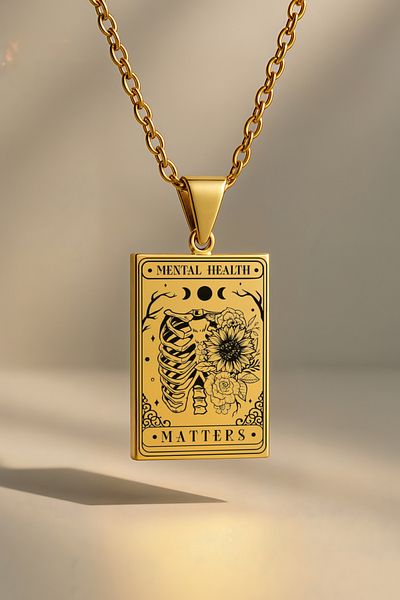 ArtinArt Mental Health Matters Tarot Card |   316L Steel Necklace