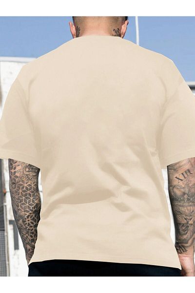 LUNAVISTA Men's Off Shoulder Letter Printed T-Shirt and Shorts