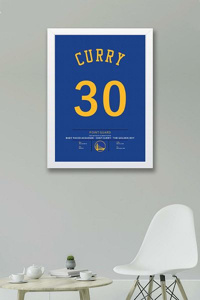Saturn Stephen Curry Jersey Framed Painting - Nba Golden State Warriors Jersey