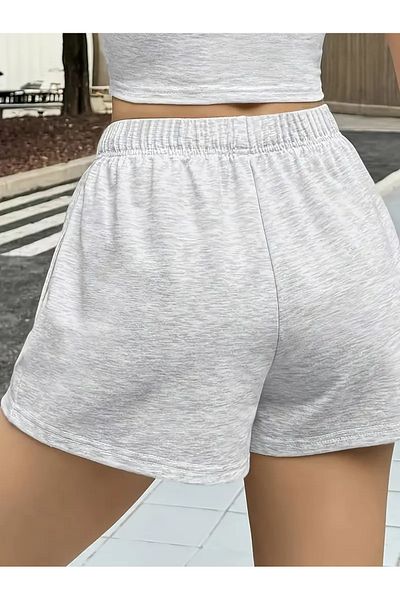 CANDERO Pantaloni scurți gri pentru femei Pantaloni de sport oversize Plus Size Îmbrăcăminte sportivă Îmbrăcăminte casual Calitate Aspect elegant YUS
