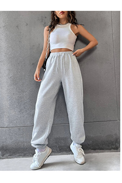 TONFİX LİFE GRİ Kadın Paça LASTİKLİ Eşofman Altı Esnek Rahat Bol Kesim TONFİX
