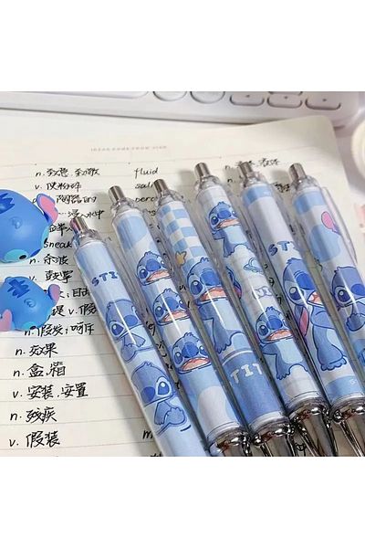 Miniso black 10PCS Stitch Disney Stitch Gel Pen 10-20pcs Cute 0.5 Black Ink Signature Pen Office School Wri