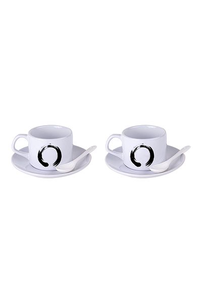 LIWOGY Loop Printed Tea & Coffee Cup Set with Double Spoon