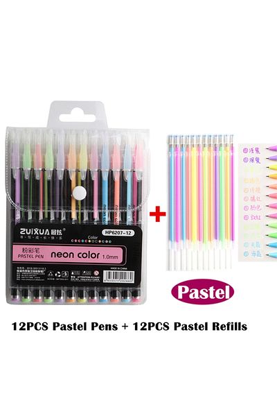 Choice 12pc pen 12 Refill C 12/24Pcs Metallic Glitter Colors Gel Pens & Pen Refills For School Office Adult