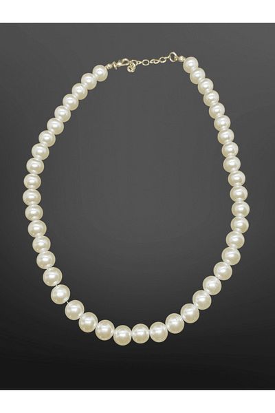 FM Bohemian Stylish Pearl Model Gold Detailed Bijoux Necklace |   Classic and Timeless Elegance