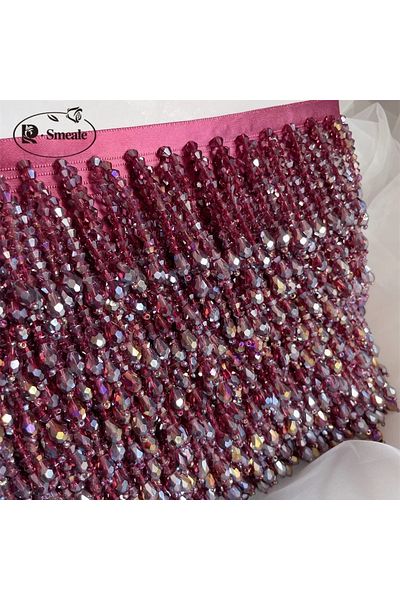 Choice 45CM Length Dark Wine Red 32Color Tassels Beaded Lace Trim Garment DressTassel Lace Decoration Shoe