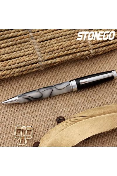 Choice Style A White STONEGO PU Leather Ballpoint Pen Anti-slip Retractable Rollerball Pens Smooth Writing