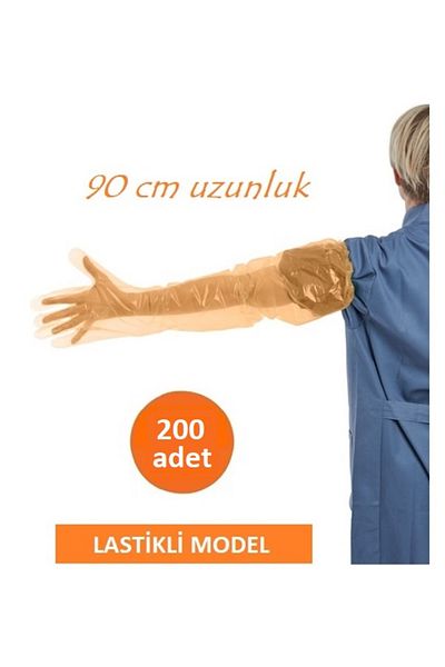 QBR Home 90 cm Long Nylon Gloves. Elastic (Pack of 200)