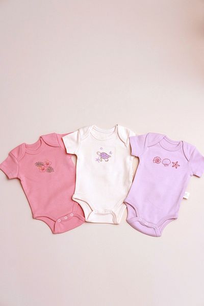 BABYLİM Embroidered Baby Girl Short Sleeve Snap Body 3-Piece