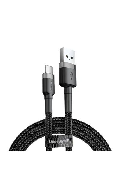 Baseus Cablu Baseus Cafule USB la Type-C, încărcare rapidă, 3A, 1m, aluminiu, nailon, TPE, gri/negru