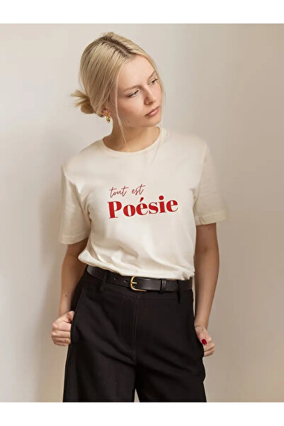 CLASİVA Unisex Poeise Printed 100% Cotton Oversize T-Shirt