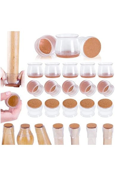 OEM Set of 16 anti-slip furniture leg protectors, 33 x 35 x 40 mm, felt, brown, transparent