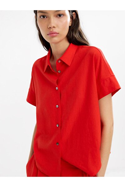 PARFOIS Kısa Kollu Keten Karışımlı Gömlek