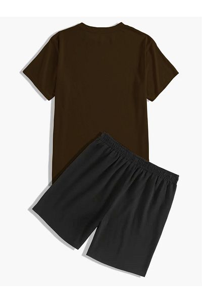 LUNAVISTA Men's 2-Piece Tracksuit Set with Size 7 Printed Crew Neck T-Shirt and Shorts,