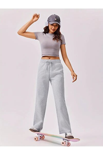TONFİX LİFE GRİ Kadın Bol Paça Eşofman Altı Esnek Rahat Bol Kesim TONFİX