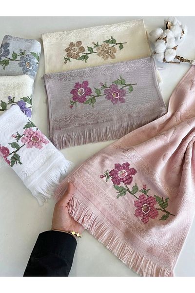 SARRA HOME Mysoft 30X50 Colorful Embroidered Towel - Flower