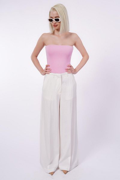 Seeh Ecru Front Pleated Palazzo Women's Trousers Sh243