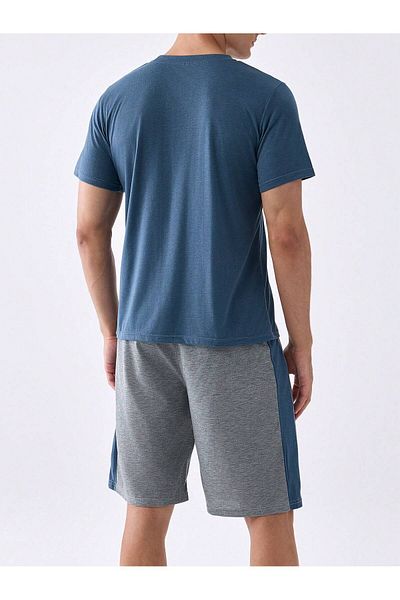 LUNAVISTA Men's Solid Color Short Sleeve Shirt and Shorts Set