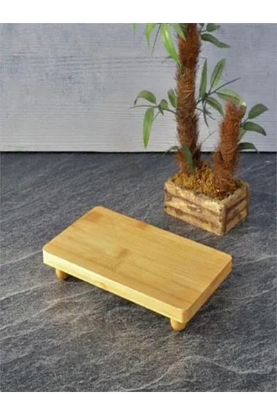 ERKUGO Rectangular Flat Stand with Bamboo Ball Feet, Bamboo Presentation Stand (30X20)