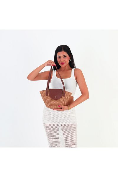 GUONN Flores Straw Baguette Hand Shoulder Bag - Women's Bag