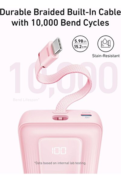 Generic Anker Zolo Power Bank, 20,000mAh 30W with Built-In USB-C Cable (Blue)