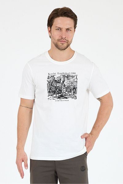 Rodi Men's 100% Cotton Crew Neck Short Sleeve Printed T-Shirt Comfortable and Stylish Casual Men's T-Shirt 0018