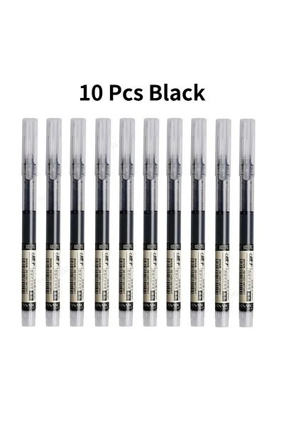 Choice 10pcs black 10Pcs/set High Quality Needle Type Gel Pens Straight Liquid Ballpoint Pen Kawaii Station