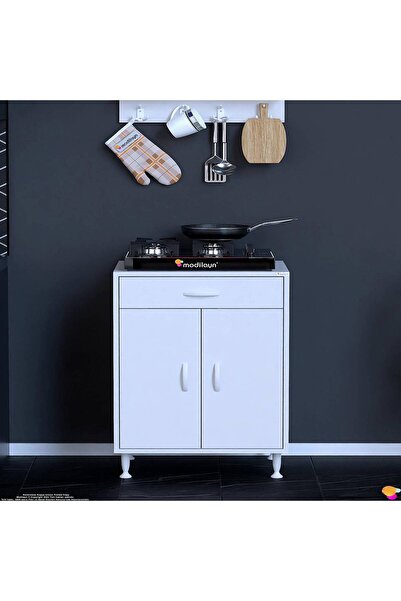 Modilayn DOQU (L) Set Ocak Altı Dolap 65x88x56 cm Çekmeceli, Kapaklı ve 1 Gözlü Tüp Bölmelidir