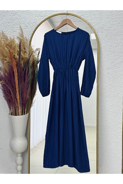 MİHRA STORE Rochie Nada cu vestă Miretta și talie elastică-Çİ510 Bleumarin