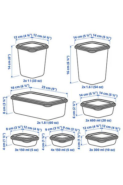 IKEA Food container with lid, set of 17, green